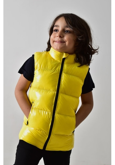 Banada Moda Erkek Çocuk Parlak Sarı Şişme Yelek Sarı