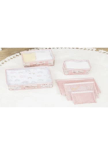 Lüx 6'lı Desenli Fileli Bavul Valiz Içi Düzenleyici Çok Amaçlı Pembe