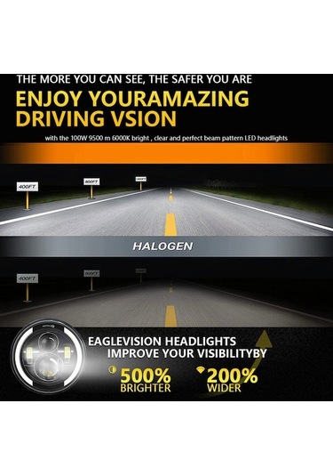 Maoyaya 7 Araba Motosiklet Drl İle Dönüş Led Far Siyah 1 Adet, Araba Ve Motosiklet İçin Siyah