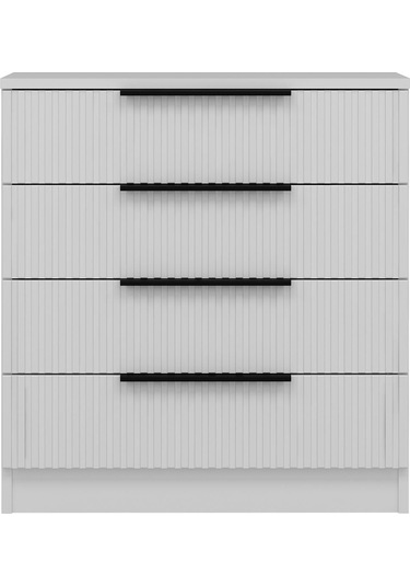 Kale Şifonyer 4 Çekmeceli Çizgili Mebran Beyaz