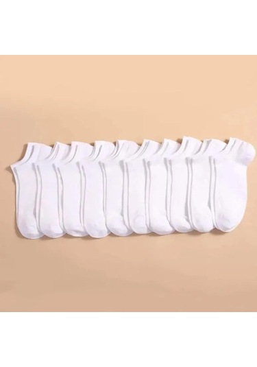 Suntek 10 Çift Ayak Bileği Çorap Erkekler/kadınlar Beyaz Beyaz