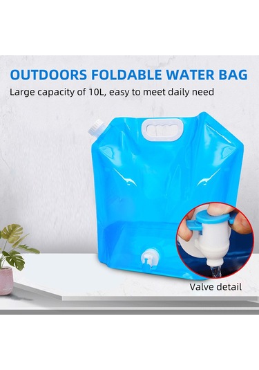 Geeksen 10l Mavi Çevre Dostu Katlanabilir Su Depolama Çanta, Yemek Dereceli Malzeme, Valfli,野营 Ve Araç İçin Taşınabilir Su Kutusu Mavi