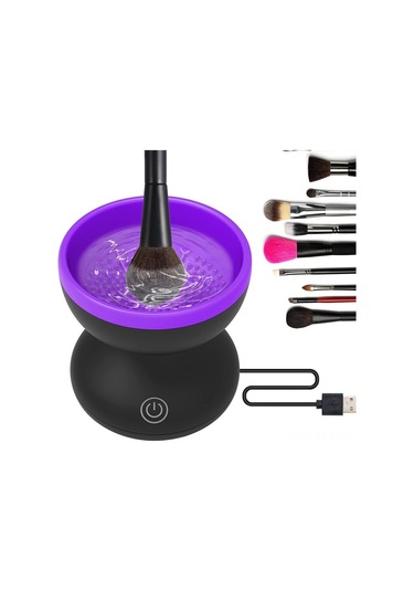Yaozixa Elektrikli Makyaj Fırçası Temizleyici, Şarjlı Otomatik Temizleme Aleti, Sağlıklı Ve Kolay Kullanım, Mor Renk