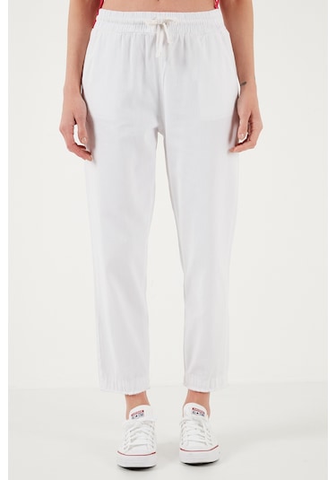 Lela Pamuklu Normal Bel Regular Fit Düz Paça Bayan Pantolon 668Yp42282S4 Beyaz
