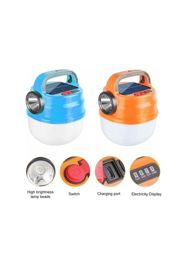 Youtek Güneş Enerjili Dışarıdaki Led Feneri 6 Işık Modu 1200mah Usb Şarjlı Sürdürülebilir Kamp, Bisiklet, Acil Durum Lambası Mavi Büyük Boy Mavi