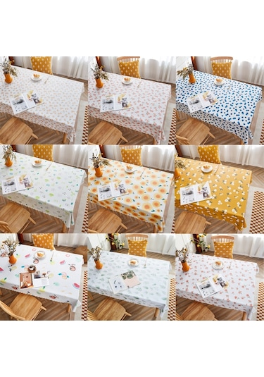 Kırsal Çiftlik Pvc Kağıt Su Geçirmez Yağ Yıkama Masaüstü Masa Örtüsü, Boyut: 140x140cm Çiçek Dili Beyaz