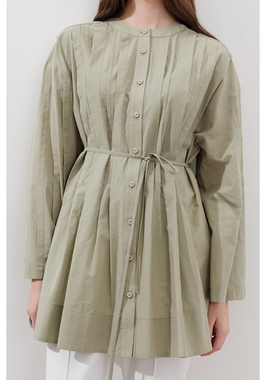 Nervürlü Geniş Kollu Tunik Çağla Çağla