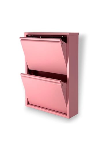 Gowoll 2 Raflı Metal Ayakkabılık Pembe Ayakkabı Rafı Metal Ayakkabı Dolabı