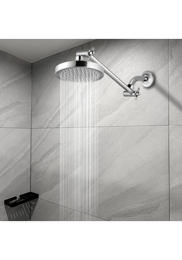 Suofeng 11 İnç Bronz Duş Kolu Uzatıcı, 180 Derece Ayarı, Krom Kaplama, Ev/ Otel/ Okul İçin Standart G1/2 Bağlantı Gümüş