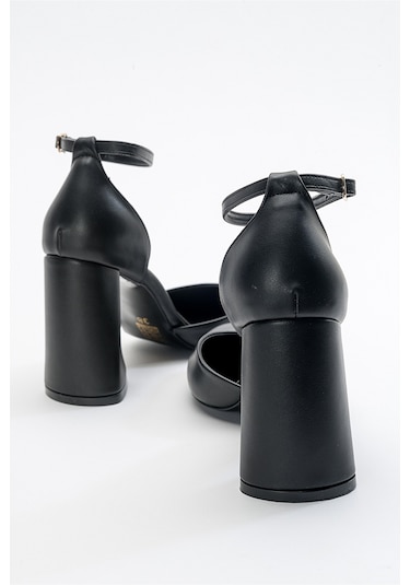 Luvishoes Oslo Siyah Cilt Kadın Topuklu Ayakkabı Sıyah Cılt