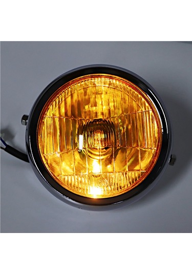 Reedark Cg125/gn125 Motosiklet Retro Ön Farı - Sarı Cam, Alaşımlı Kasa, Aydınlatma Verimliliği Artırır, Hava/toz/şok Dayanıklı