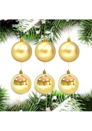 Party Marty Yılbaşı Süsü Top Süs 6cm 6lı Altın