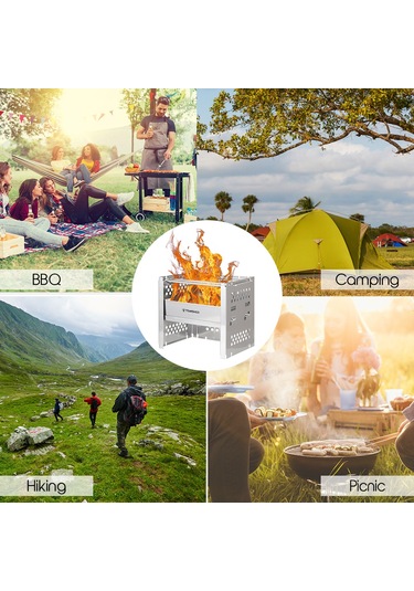 Tomshoo-dış Mekan Paslanmaz Çelik Izgara Ayarlanabilir Soba,y25384-t Gümüş