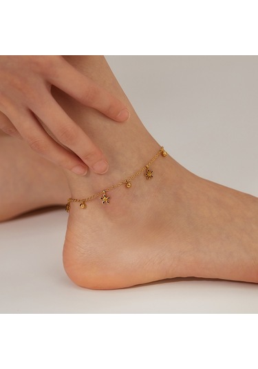 Sones Opk Gz199 Paslanmaz Çelik Çiçek Boncuk Bileklik Altın