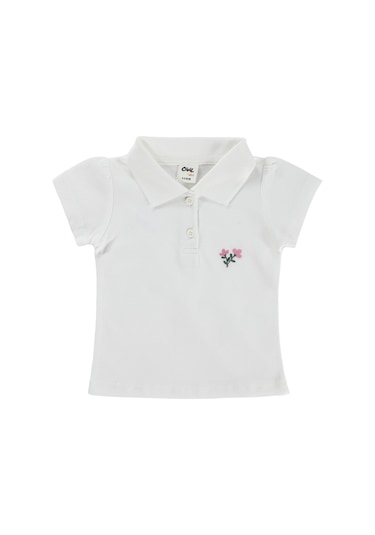 Civil Baby Çiçek Nakışlı Basic 6-18 Ay Tişört - Ekru