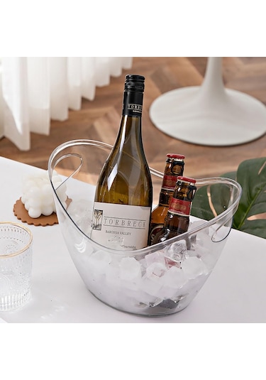 2 Adet Buz Kovası 4 Litre Şampanya Şarap Kovası Temiz Akrilik İçecek Küveti Parti İçecekler Şarap, Şampanya Veya Bira Şişeleri Bar Malzemeleri İçin Buz Küveti Buzlu