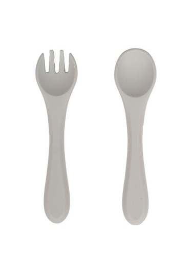 Sevi Bebe Gri Silikon Çatal Ve Kaşık Seti Mommyslab Mağaza