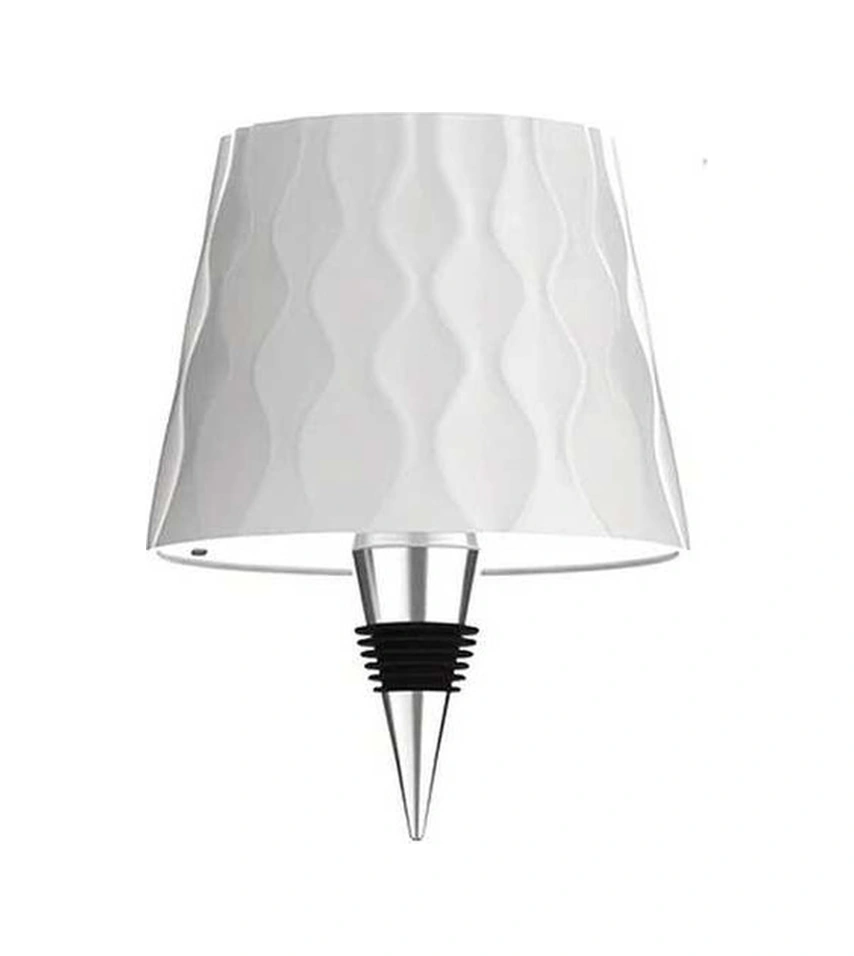 Trendooze Yeşil Dalga Desenli Şarap Şişesi Tasarımlı Beyaz Led Masa Lambası 3 Renk Dokunmatik Şarj Edilebilir Beyaz Beyaz