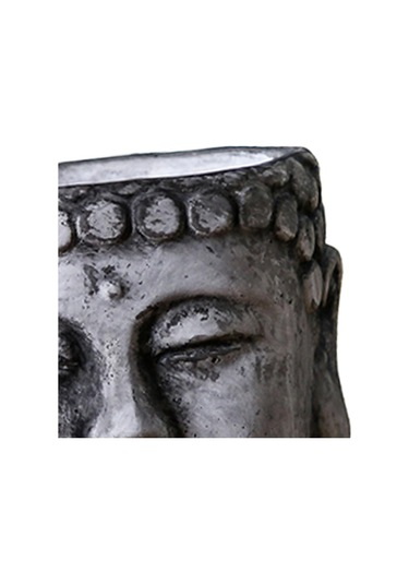 Suntek Çimento Buda Head Pot Statue Bonsai Çiçek Vazo Taş-gri