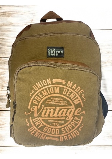 Kaliteli Siyah Vintage Salaş Baskılı Disayn Günlük Gezi Okul Sırt Çantası Revilla Bag 28x38cm Hardal Sarı