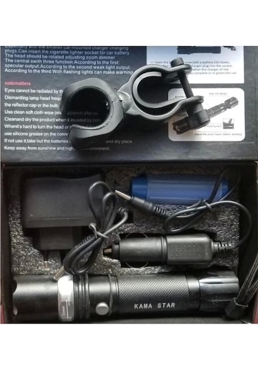 Km-110 Profesyonel Şarjlı El Feneri Ledli+flashlight+zoom Özellikli Aparatlı 6 Parça Full Set