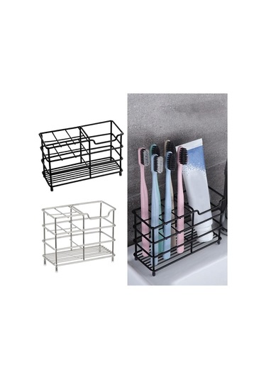 Diş Fırçası Tutucusu, Depolama Rafıyla Uyumlu Black 6 Grıd Siyah Çok Renkli