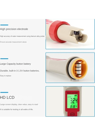 Dinosaurs 4'ü 1 Arada Dijital Su Kalitesi Test Cihazı Ph/tds/ec/sıcaklık Ölçer