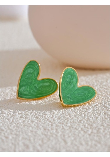 Pembe Eetit Tatlı Emaye 3-renk Kalp İlkbahar Yaz Aşk Saplama Küpe Su Geçirmez Paslanmaz Çelik Moda Y2k Günlük Takı 2024 Çok Renkli