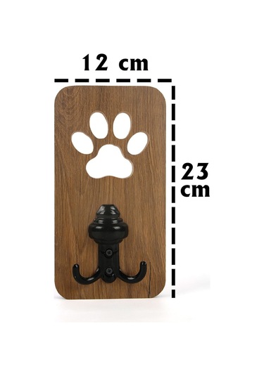 Dekoratif Ahşap Askılık Pati Şeklinde Duvara Monte Tekli Duvar Askısı 12x23 Cm Kahverengi-siyah