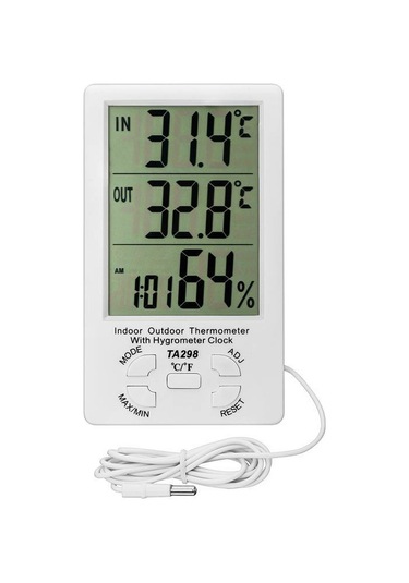 Lemestar Dijital Lcd Sıcaklık Ve Nem Ölçer - İç/dişarı Sıcaklık, Maks/min Belleği, Duvar/tablo Montajı - Hava İstasyonu, Ofis, Seraya Uygun