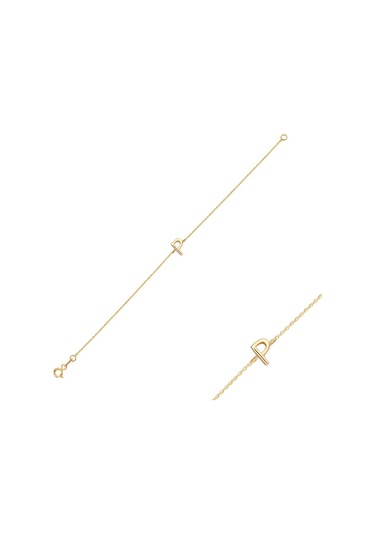 14 Ayar Altın P Harfli Bileklik Sarı Altın