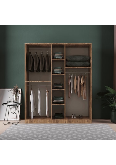 Ekin 5 Kapaklı Eko Gardırop - Mdf Kapak Antrasit