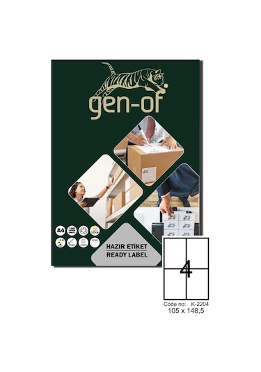 Gen-Of Gk-2204 Laser Etiket 105X148.5 100 Sayfa 400 Etiket