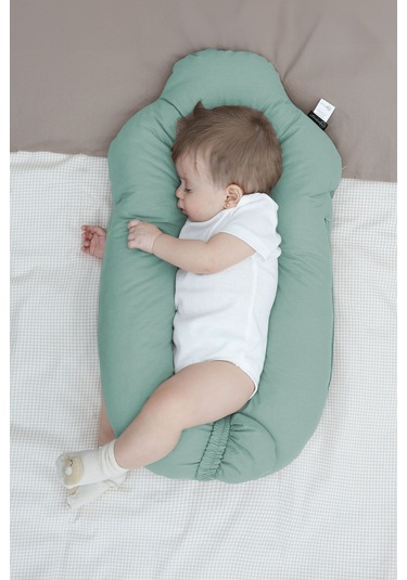 Mordesign Moresleep 2'si 1 Arada Bebek Sarılma Ve Şekillendirme Yastığı, Düz Kafa Yastığı,pamuklu,uyku Yastığı Yeşil Zg10194-6