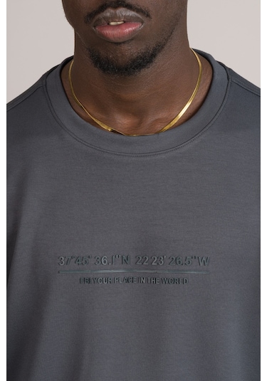 Fbi Slimfit Modal Kumaş Baharlık Sıfır Yaka Likralı Sweatshirt Antrasit