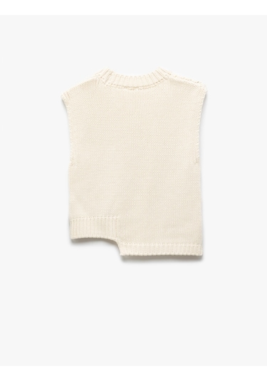 Koton Bisiklet Yaka Örgü Detaylı Basic Triko Süveter Bej 5skg90028ht Ekru