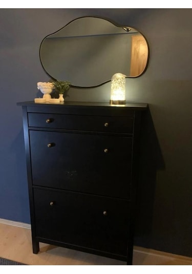 Asimetrik 75x40 Cm Konsol Aynası, Dresuar Aynası, Tuvalet Aynası, Holl Aynası, Banyo Aynası 75 X 40 Siyah