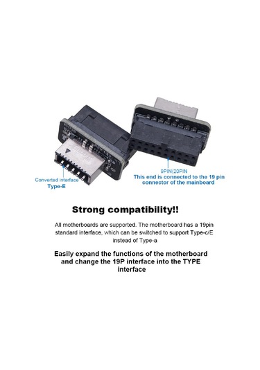 Type-e To Usb 3.0 19 Pin Anakart Dişi Erkek Çevirici Dönüştürücü