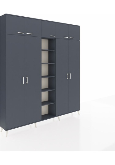 Arges Dolap 18 Raflı 9 Kapaklı 220x30x243 Antrasit-antrasit/antrasit Antrasıt/antrasıt