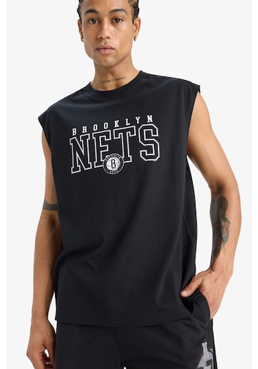 Defacto Pamuk Defactofit Nba Brooklyn Nets Oversize Geniş Kalıp Bisiklet Yaka Atlet E7284ax25aubk81 SIYAH