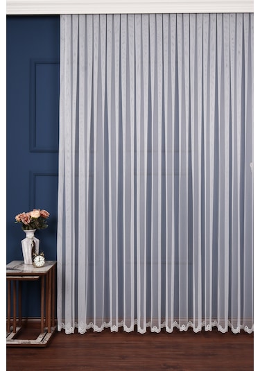 Grek Etek Nakış İşlemeli Çicek Desen Tül Perde