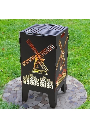 Yel Değirmeni Desenli Ateş Çukuru Ve Portatif Mangal