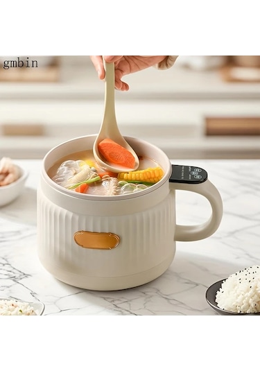 Fochsia Beyaz 1.6l Mini Pirinç Pişirici, 12 Saat Zaman Ayarlı Portatif Tencer