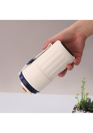 Pazly 316 Paslanmaz Çelik Araba Kahve Fincanı Termos Beyaz Beyaz