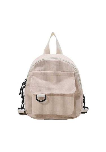 Ganzhoushop Sırt Sırt Seyahat Omuz Okul Moda Küçük Korduroy Kadın Hafif Günlük Çift Çantası Çantaları Çantaları Beige Basit Or Bej