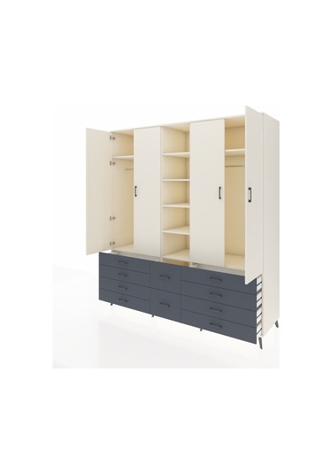 Kronos Dolap 9 Raflı 10 Çekmeceli 2 Askılı 220x59x243 Aytaşı-aytaşı/antrasit Aytası/antrasıt