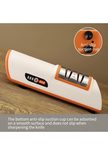 Chuangyinshop Turuncu 3 Hızlı Elektrikli Bıçak Bileme Makinesi Pilli Çelik Seramik