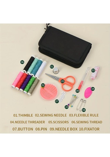 Cordial Küçük Boy Dikiş Seti: 205 Parça İplik, Makas, Ölçü Bandı, Ev & Seyahat Tamiri