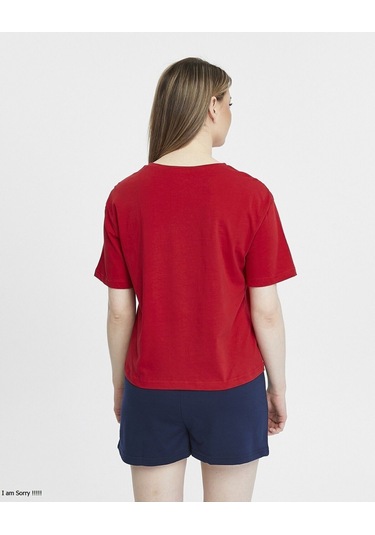 Bella Dossi Pamuklu Kısa Kollu Baskılı Kadın Şortlu Yazlık Pijama Takımı Kırmızı