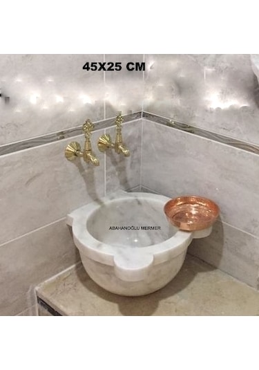 Banyo Mermer Kurna Beyaz